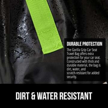 Gorilla Grip Car Seat Travel Bag for Airplane Gate Check, Easy Carry Backpack Bags Cover Carseats, Infant Baby Carriers and Toddler Booster Seats for Airport, Child Air Travels Essential, Fluorescent