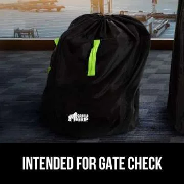 Gorilla Grip Car Seat Travel Bag for Airplane Gate Check, Easy Carry Backpack Bags Cover Carseats, Infant Baby Carriers and Toddler Booster Seats for Airport, Child Air Travels Essential, Fluorescent