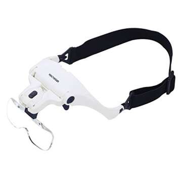 YOCTOSUN Head Mount Magnifier with 2 Led Professional Jeweler's Loupe Light Bracket and Headband are...