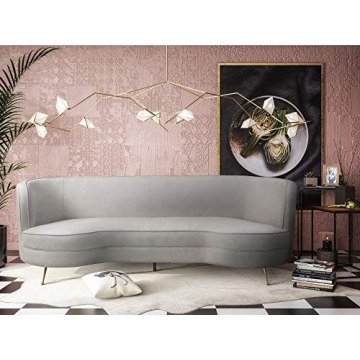 TOV Furniture Flare Modern Glam Curved Living Room Sofa, 91", Cream