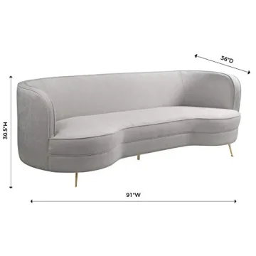 TOV Furniture Flare Modern Glam Curved Living Room Sofa, 91", Cream