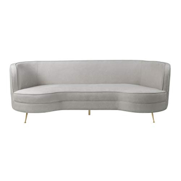 TOV Furniture Flare Modern Glam Curved Living Room Sofa, 91", Cream