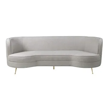 TOV Furniture Flare Modern Glam Curved Living Room Sofa, 91", Cream