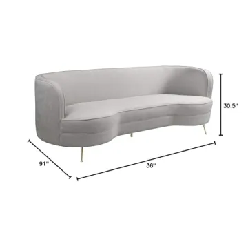 TOV Furniture Flare Modern Glam Curved Living Room Sofa, 91", Cream
