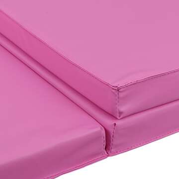 BBBuy 6' x 2' Portable Folding Lightweight Exercise Gym Fitness Yoga Mat Extra Thick Foam Gymnastics Mat Tumbling Mat Workouts w/Carrying Handle for Home Gyms Indoor Outdoor, Pink