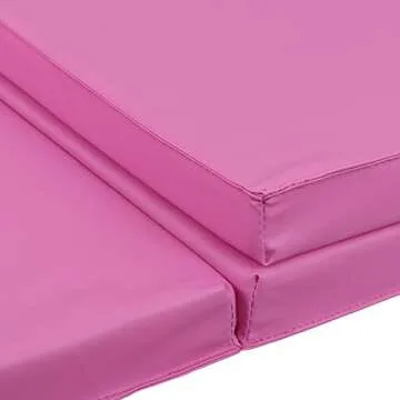 BBBuy 6' x 2' Portable Folding Lightweight Exercise Gym Fitness Yoga Mat Extra Thick Foam Gymnastics Mat Tumbling Mat Workouts w/Carrying Handle for Home Gyms Indoor Outdoor, Pink
