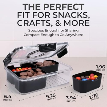 KEYVOZ Snackle Box Container with Lid - Travel Charcuterie Box for Snacks