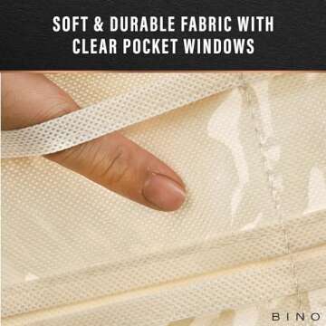 BINO Double Sided Hanging Jewelry Organizer - Beige | Necklace Bracelets & Earrings Storage | Portable Closet Organizer | Over-Door Accessories Holder with Pockets | Wardrobe Cabinet Jewelry Hanger