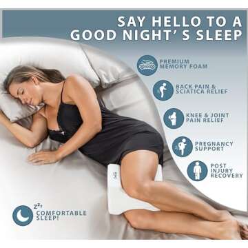 ComfiLife Orthopedic Knee and Leg Pillow for Side Sleepers Sleeping - 100% Memory Foam for Back Pain...