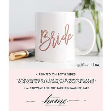Digibuddha Pink Bride Coffee Mug, Faux Glitter Bride Coffee Wedding Brides Coffee Cups Bridal Party ...