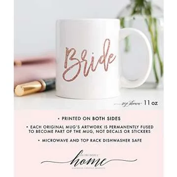 Digibuddha Pink Bride Coffee Mug, Faux Glitter Bride Coffee Wedding Brides Coffee Cups Bridal Party ...