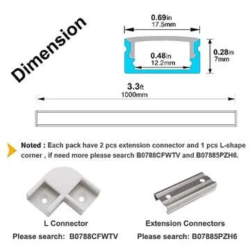 hunhun 10-Pack 3.3ft/1Meter U Shape LED Aluminum Channel System with Milky Cover, End Caps and Mounting Clips, Aluminum Profile for LED Strip Light Installations, Very Easy Installation