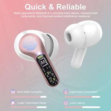 Wireless Earbuds, Bluetooth 5.4 Headphones HiFi Stereo, Bluetooth Earbuds with ENC Noise Cancelling ...