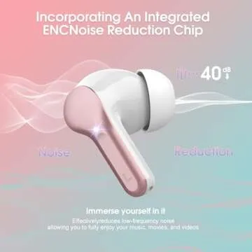 Wireless Earbuds, Bluetooth 5.4 Headphones HiFi Stereo, Bluetooth Earbuds with ENC Noise Cancelling Mic, IP7 Waterproof in Ear Earphones, 48H, LED Display Ear buds for Pad Workout Sports, Rose