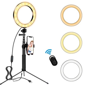 8 Inch Selfie Ring Light with Tripod Stand and Phone Holder - for Youtude Video Recording Live Strea...
