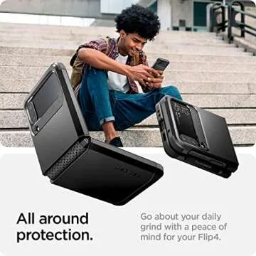 Spigen Tough Armor [Hinge Protection] Designed for Galaxy Z Flip 4 Case (2022) - Black