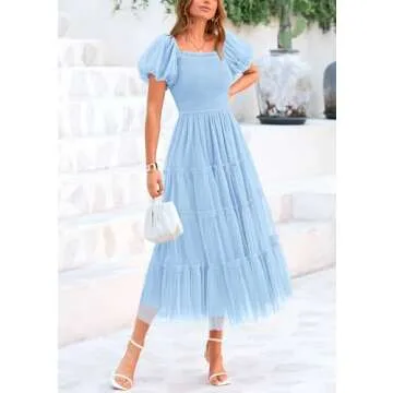 Buy PRETTYGARDEN Women's Smocked Midi Tulle Dress Online