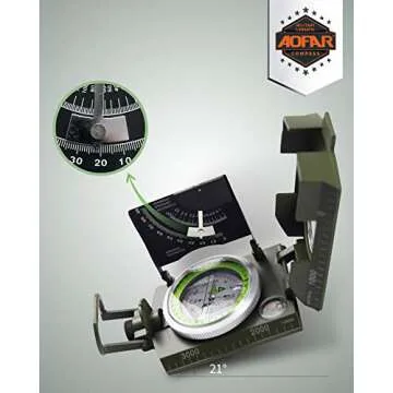 AOFAR AF-4074 Military Compass Lensatic Sighting-Multifunctional, Fluorescent, Waterproof and Shakeproof with Inclinometer and Carrying Bag for Camping, Hiking, Hunting