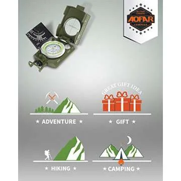 AOFAR AF-4074 Military Compass Lensatic Sighting-Multifunctional, Fluorescent, Waterproof and Shakeproof with Inclinometer and Carrying Bag for Camping, Hiking, Hunting