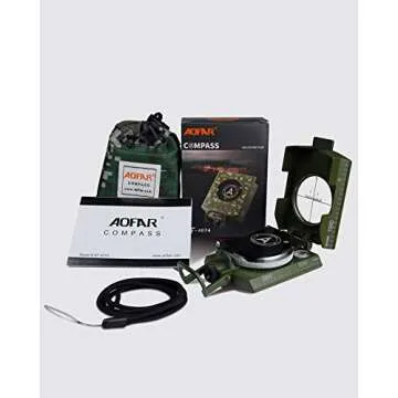 AOFAR AF-4074 Military Compass Lensatic Sighting-Multifunctional, Fluorescent, Waterproof and Shakeproof with Inclinometer and Carrying Bag for Camping, Hiking, Hunting