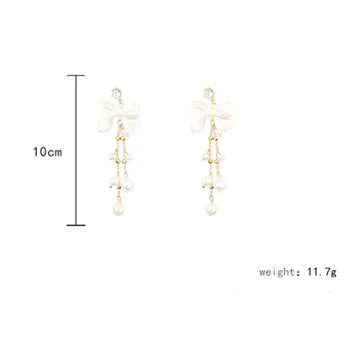 YienDoo Elegant Long Tassel Pearl Drop Earrings for Women
