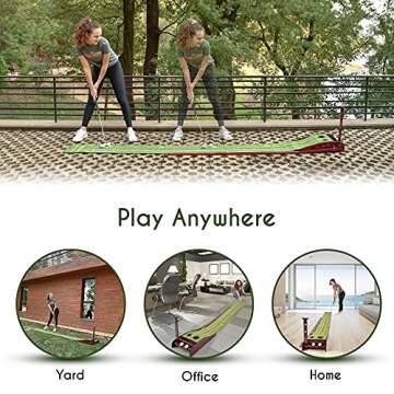 Golf Putting Green Mat for Indoor & Outdoor Practice Use – Mini Golf Course with Auto Ball Return ...