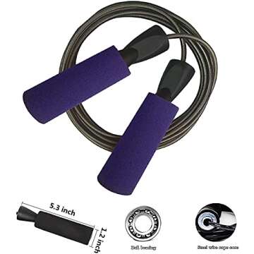 Professional Adjustable Steel Wire Tangle-Free Skipping Jump Rope Durable,Easy to Adjust Premium for Men Women Speed Jumping Rope Boxing Cardio Endurance Workout Suitable All Heights (Purple)