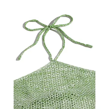 Stylish SOLY HUX Halter Top Ruffle Skirt Set Green