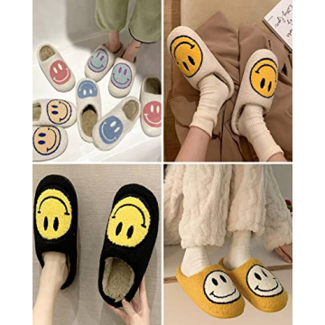 Smile Face Slippers: Cozy Plush Indoor & Outdoor Wear