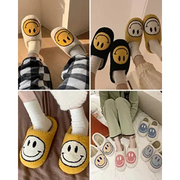 Smile Face Slippers: Cozy Plush Indoor & Outdoor Wear