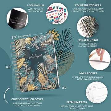 PLANBERRY Weekly Planner Premium – Undated Life Organizer & Budget Planner – Time Management, Go...