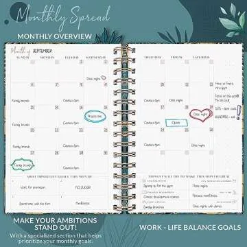 PLANBERRY Weekly Planner Premium – Undated Life Organizer & Budget Planner – Time Management, Goal Setting, to-Do List, Work-Life Balance & Habit Tracker – 6.9″ x 8.5″ (Tropical Forest)