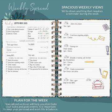 PLANBERRY Weekly Planner Premium – Undated Life Organizer & Budget Planner – Time Management, Goal Setting, to-Do List, Work-Life Balance & Habit Tracker – 6.9″ x 8.5″ (Tropical Forest)