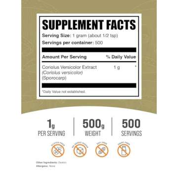 BulkSupplements.com Turkey Tail Mushroom Extract Powder - Coriolus Versicolor Extract, Turkey Tail M...