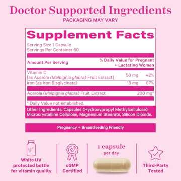 Prenatal Iron Supplement - 18mg Iron & Vitamin C for Moms