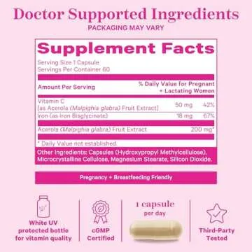 Prenatal Iron Supplement - 18mg Iron & Vitamin C for Moms