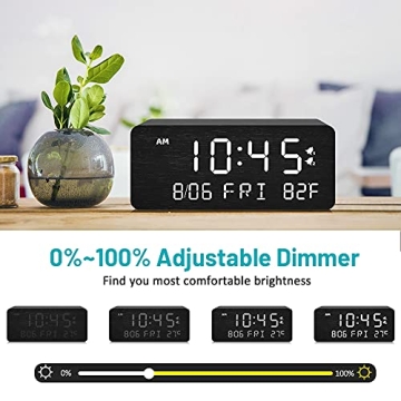 Stylish Andoolex Wooden Alarm Clock with Wireless Charging