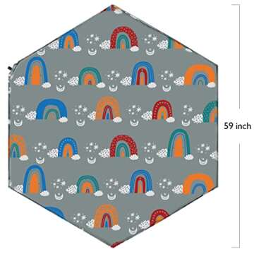 Hoybell Hexagon Playpen Mat, Compatible with POP 'N GO Baby Playpen, 59 inch Self Inflating Mattress...