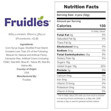Fruidles Halloween Fancy Jelly Pumpkins, Delicious Gummy Candy, Gluten-Free, Fun and Festive Holiday Snacking, Party Favor (1 Pound)