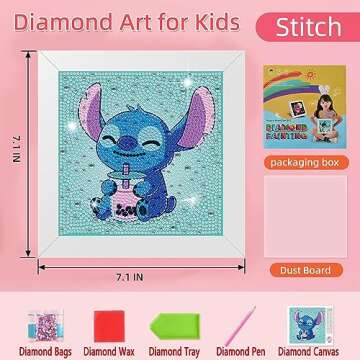 Miairivy Diamond Painting Kits for Kids, DIY 5D Cute Cartoon Diamond Art with Frame, Extremely Creat...