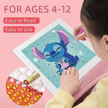 Miairivy Diamond Painting Kits for Kids, DIY 5D Cute Cartoon Diamond Art with Frame, Extremely Creative Gem Painting Crafts, Gifts, Birthday Gifts and Room Decor for Girls and Boys Ages 4-12 (Sth-1)