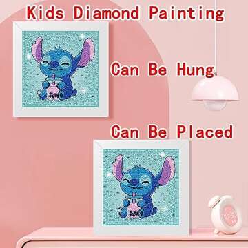 Miairivy Diamond Painting Kits for Kids, DIY 5D Cute Cartoon Diamond Art with Frame, Extremely Creative Gem Painting Crafts, Gifts, Birthday Gifts and Room Decor for Girls and Boys Ages 4-12 (Sth-1)