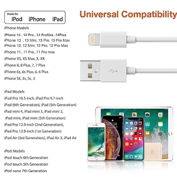 5 Pack(10FT)[Apple MFi Certified] iPhone Charger Long Lightning Cable Fast Charging iPhone Cord Compatible iPhone 14/14 Pro Max/13 Pro Max/12/11 Pro Max/Mini/XS MAX/XR/XS/X/8/7/Plus/6 iPad