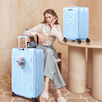 Krute 20 Inch LightBlue Hardside Carry-On Luggage