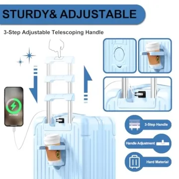 Krute 20 Inch LightBlue Hardside Carry-On Luggage