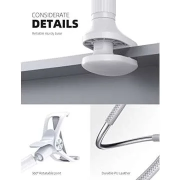 Lamicall Phone Holder Bed Gooseneck Mount, Cell Phone Clamp Clip for Desk, Flexible Long Arm Headboard Bedside Lazy Bracket, Overhead Table Stand, Compatible with All Phones - Gray