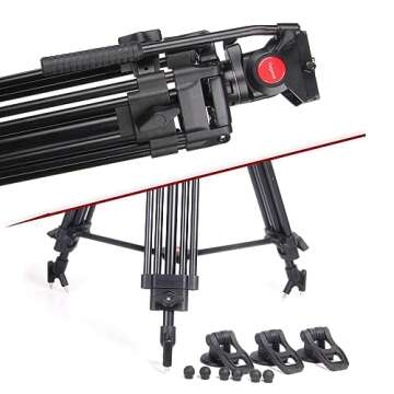 Video Tripod System, Regetek 72 Inch Professional Heavy Duty Aluminum Adjustable Photography Camera Tripod Stand with 360 Degree Fluid Drag Pan Head & Carry Bag for for Canon Nikon DV DSLR Camcorder