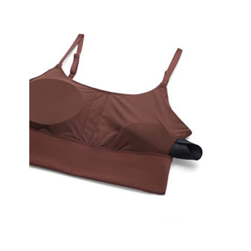 CRZ YOGA Adjustable Longline Sports Bra for Women - V Back Wireless Workout Padded Yoga Bra Cropped Tank Tops Taupe Medium