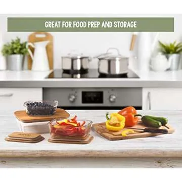 Bovado Set of 4 Rectangular Glass Food Storage Containers (12 oz + 20 oz + 35 oz +50 oz) with Eco-Friendly Bamboo Lids | 4 Bento Boxes for Meal Prep, Leftovers, Baking, Cooking & Lunch | BPA-Free