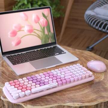 UBOTIE Retro Wireless Keyboard & Mouse Combination